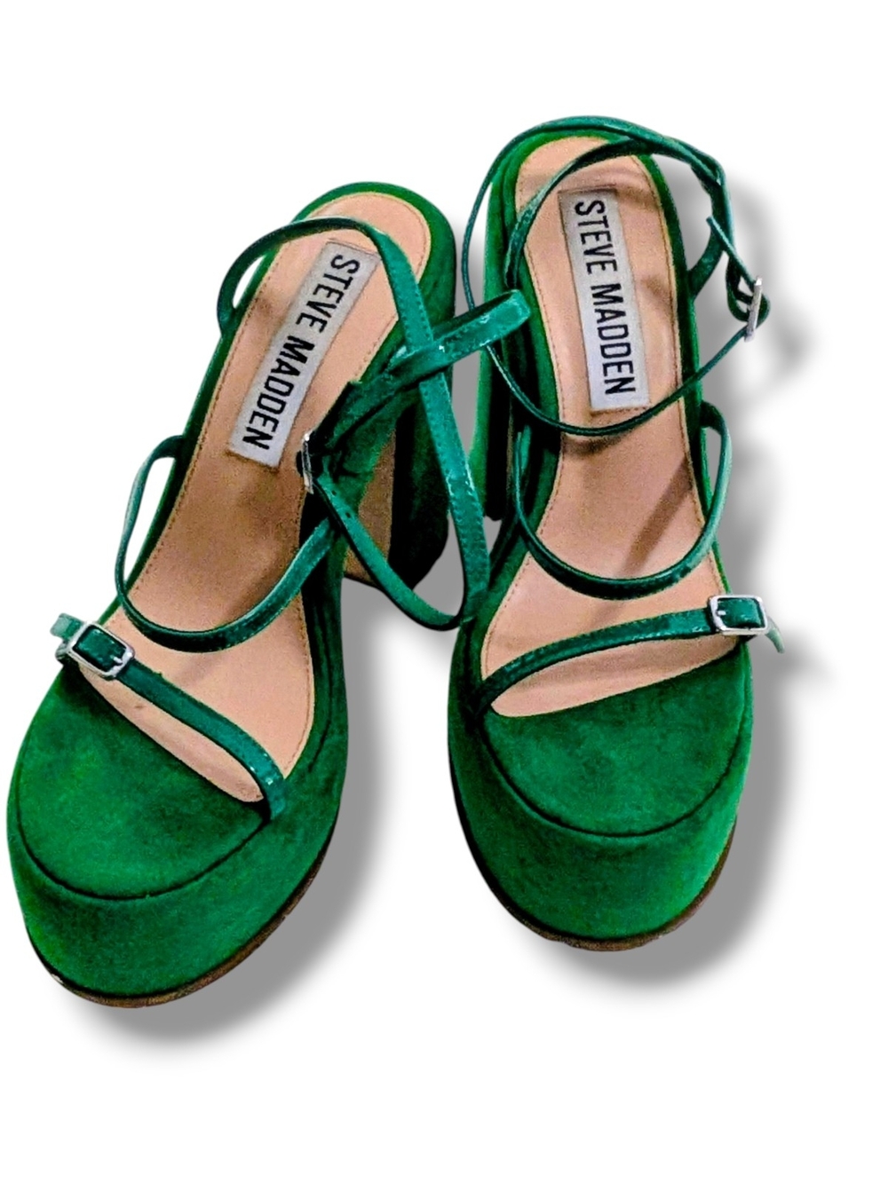 Steve Madden Green Suede Platform Sandals, Size 10 - Picture 3 of 9